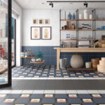 Bauhome Square Cement Look Tile in Blau, Schwarz and Weiss by Stone3 Brisbane