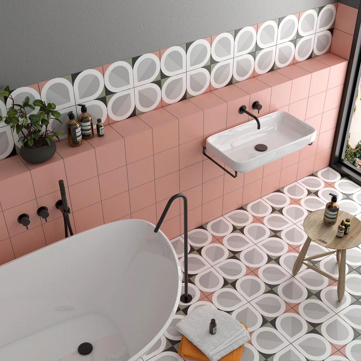 Bauhome Square Cement Look Tile in Rose by Stone3 Brisbane