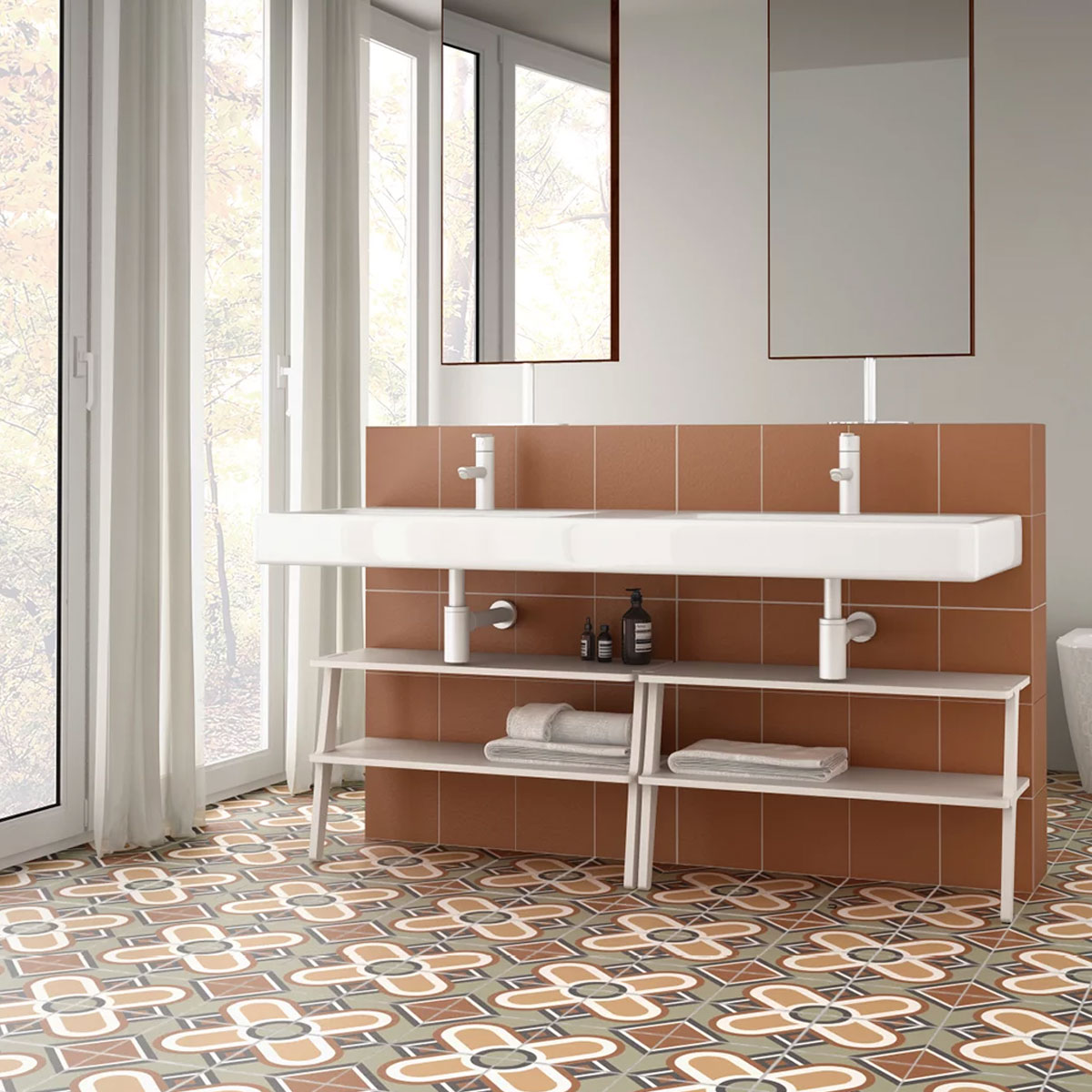 Bauhome Square Cement Look Tile in Terrakotta by Stone3 Brisbane