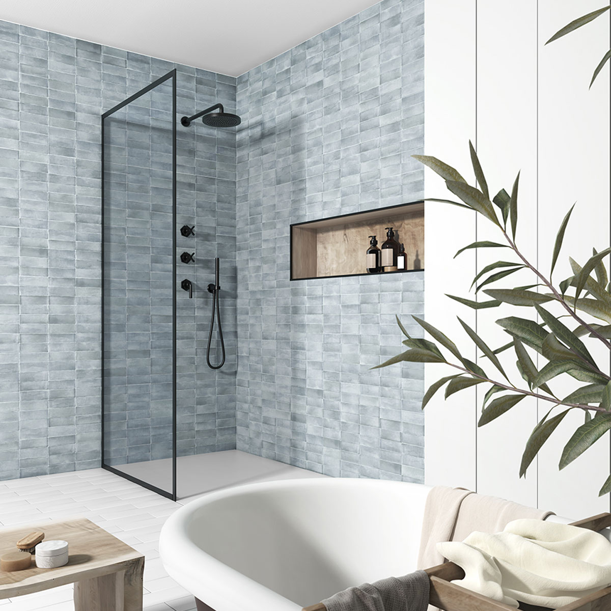 Coco Blue Grass Gloss Subway Tiles by Stone3 Brisbane