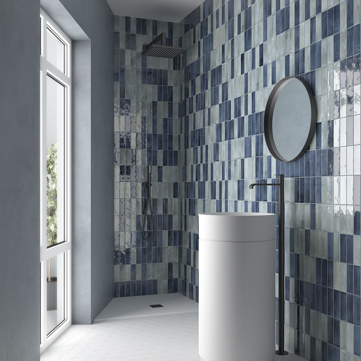 Coco Blue Grass Gloss Subway Tiles by Stone3 Brisbane