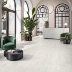 Museum in bianco vein cut travertine cut stone look tiles in/out finish by Stone3 Brisbane