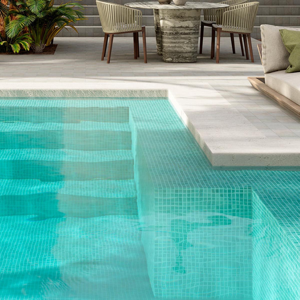 Alttoglass pool mosaics in fog verde 3057 by Stone3 Brisbane
