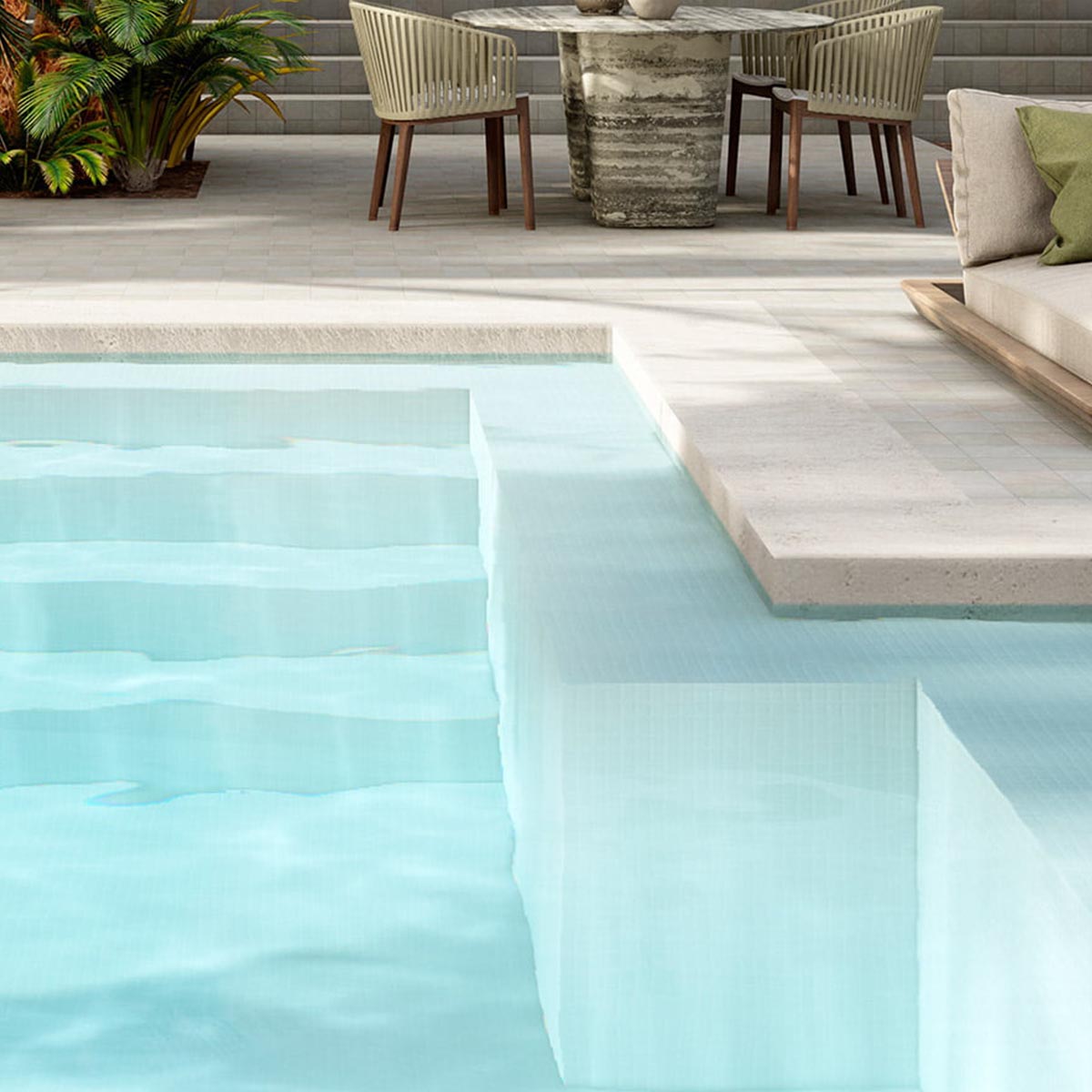 Alttoglass pool mosaics in fog blanco 3000 by Stone3 Brisbane