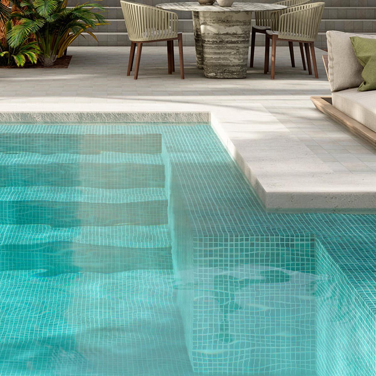 Alttoglass pool mosaics in fog turquoise 3007 by Stone3 Brisbane