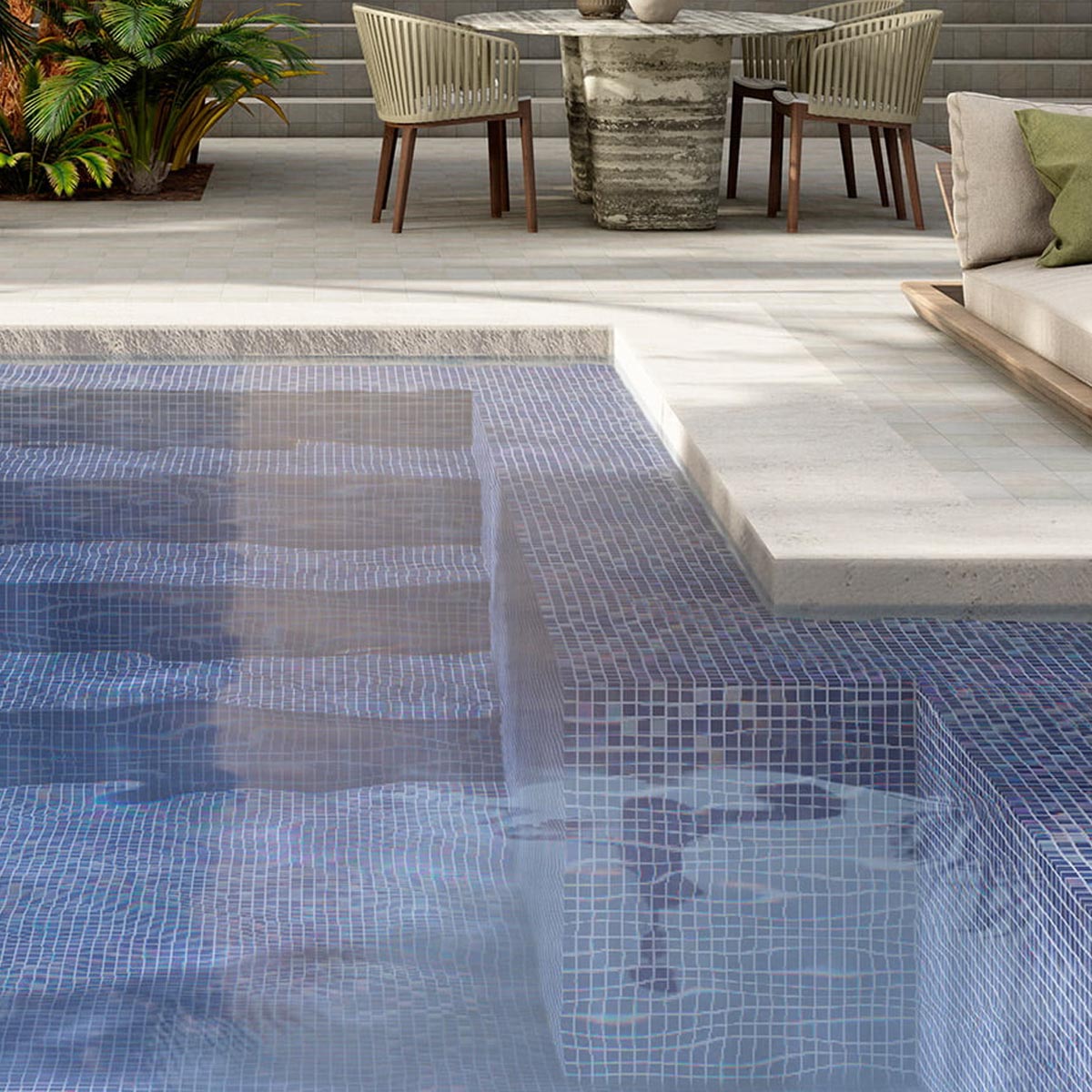 Alttoglass pool mosaics in iris mix dark 7802 by Stone3 Brisbane