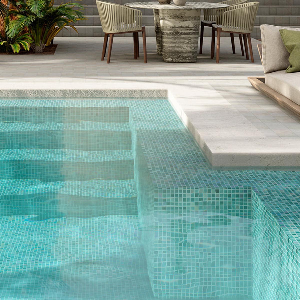 Alttoglass pool mosaics in iris mix saphire 7807 by Stone3 Brisbane