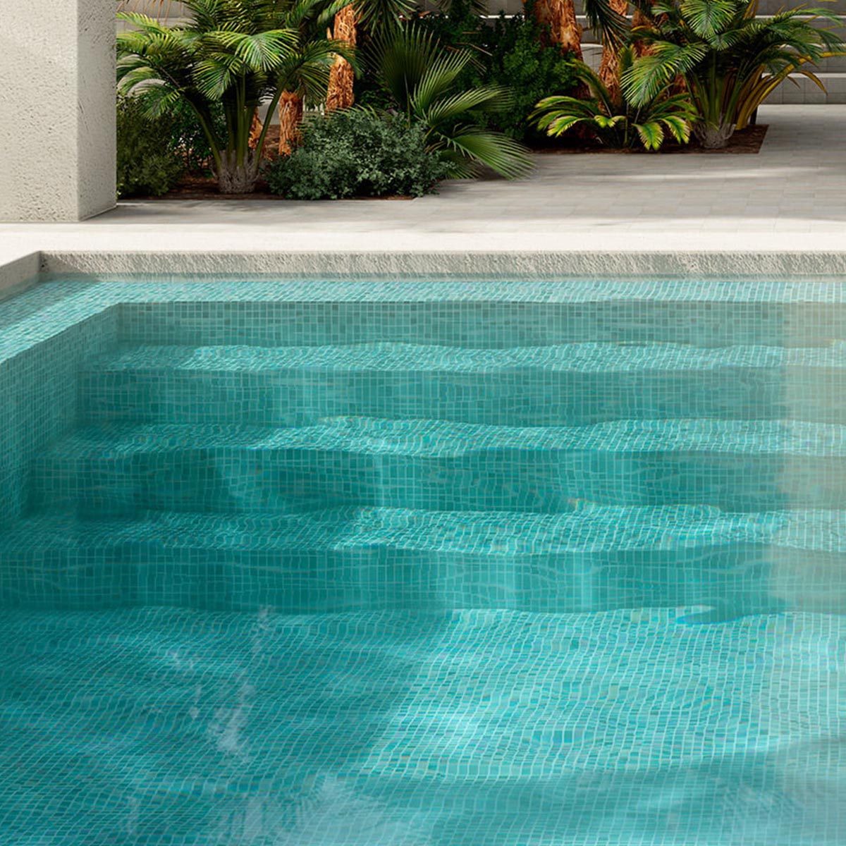 Alttoglass pool mosaics in iris mix saphire 7807 by Stone3 Brisbane