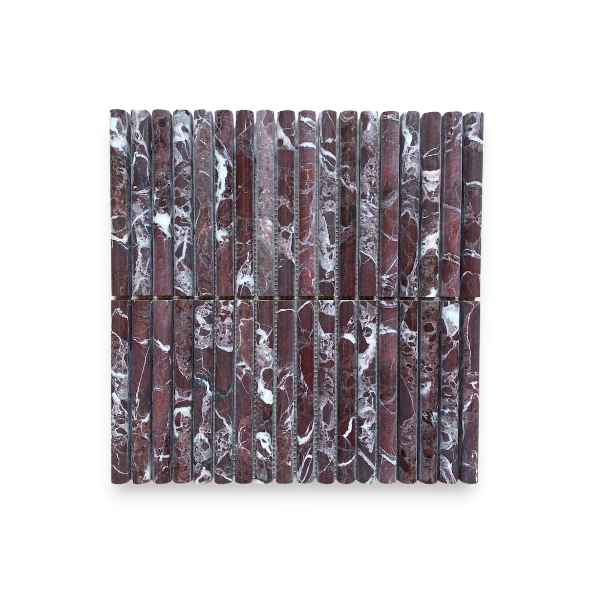 Mini Flute Marble Mosaic Tiles in Rosso Levanto Honed by Stone3 Brisbane