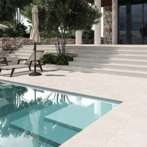 Tufa Xcut in Off White a travertine stone look tile by Stone3 Brisbane