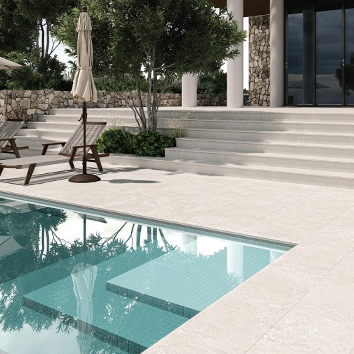 Tufa Xcut in Off White a travertine stone look tile by Stone3 Brisbane